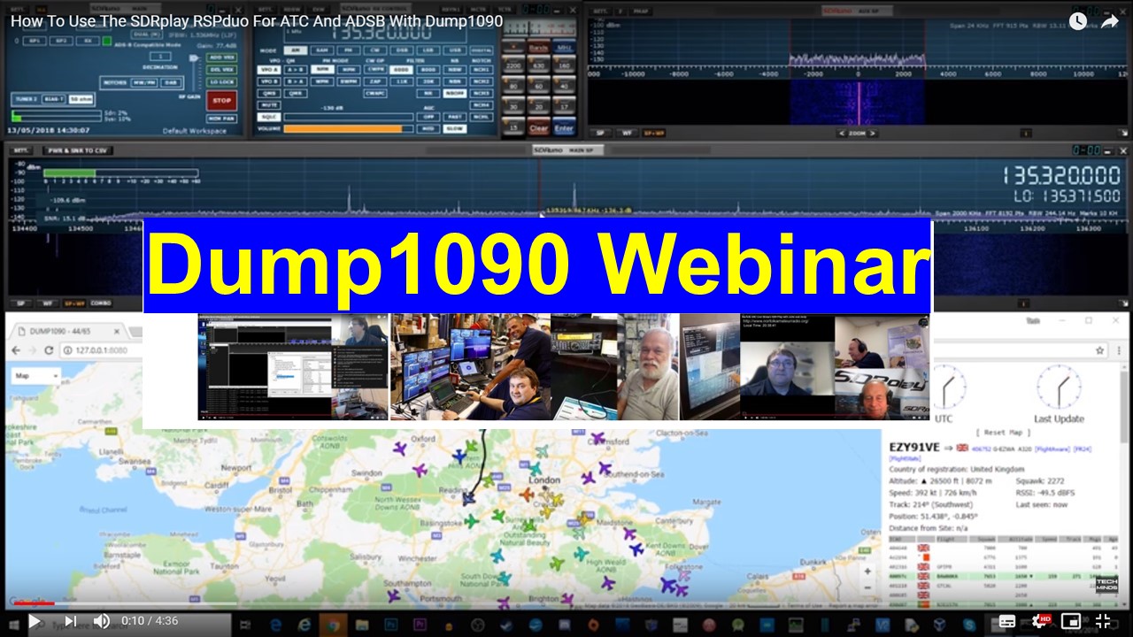 Dump1090 YouTube webinar streams 12th April 0900 & 1600 UTC