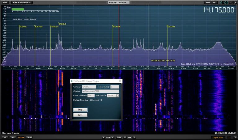 SDRun Clusters plugin on 20m band